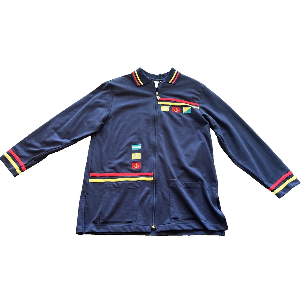 Navy Sailing Jacket Nautical Yacht Women's Size Large Vintage 80's Aileen J17
